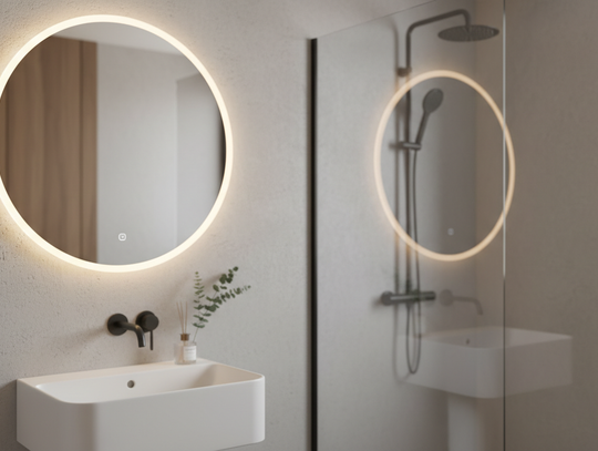 Oświetl Swoją Przestrzeń: Półokrągłe Lustro z Podświetleniem