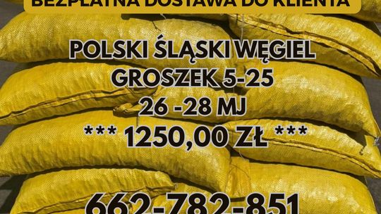 Polski węgiel transport GRATIS ! Bieruń / GROSZEK 5-25, 26-28MJ całe Śląskie