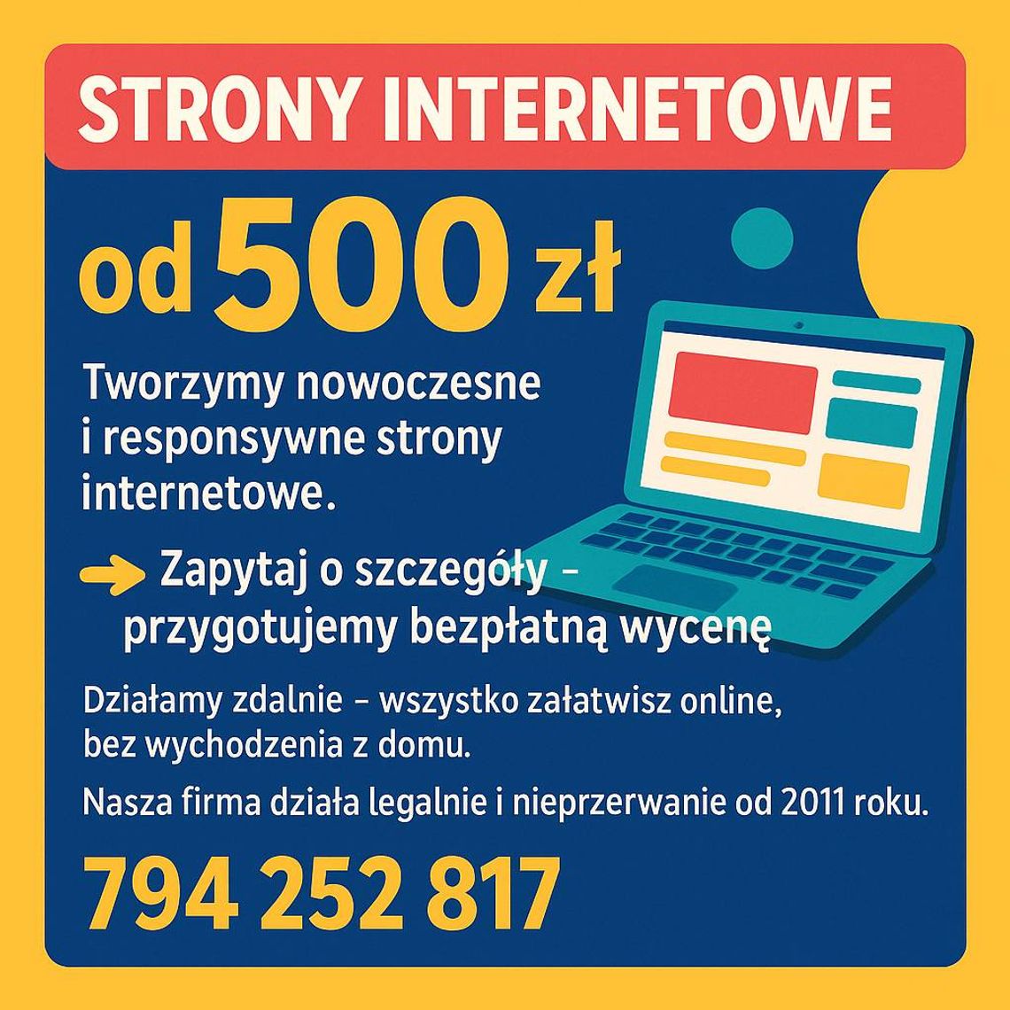 Profesjonalna strona www już od 500 zł - idealna dla firm i osób prywatnych Gotowa nawet w kilka dni!