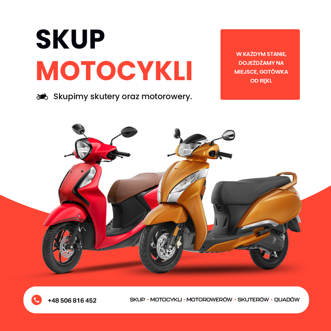 SKUP MOTOCYKLI MOTOROWERÓW SKUTERÓW QUADÓW